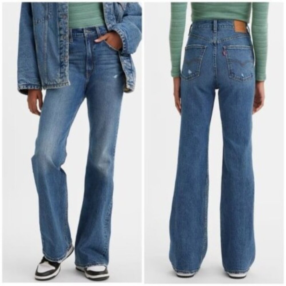 Levi's Medium Blue High-Rise Flare Jeans